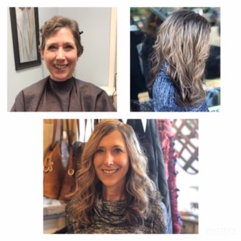 Before & after hair styling photos.